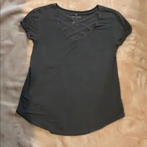 Grey front cross shirt